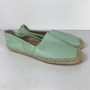 Sam Edelman 5.5 Lynn Espadrilles Shoes Flat Green Leather.